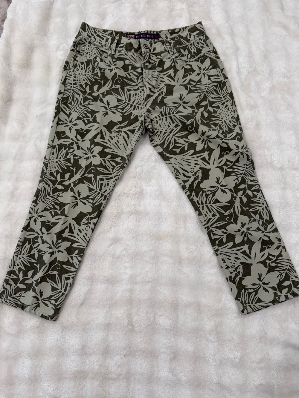 Vintage OTB One Tuff Babe Hibiscus Print Crop Pants Size 11/12